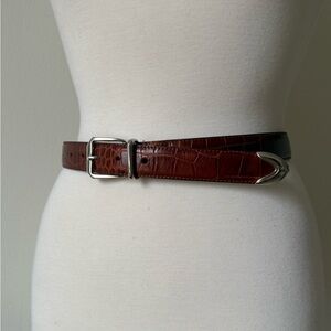 Doppia Vita Italian Leather Croc-Embossed Brown Belt | Size 80/30